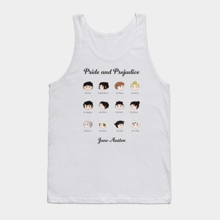 Pride and Prejudice Kawaii Character Illustrations Tank Top